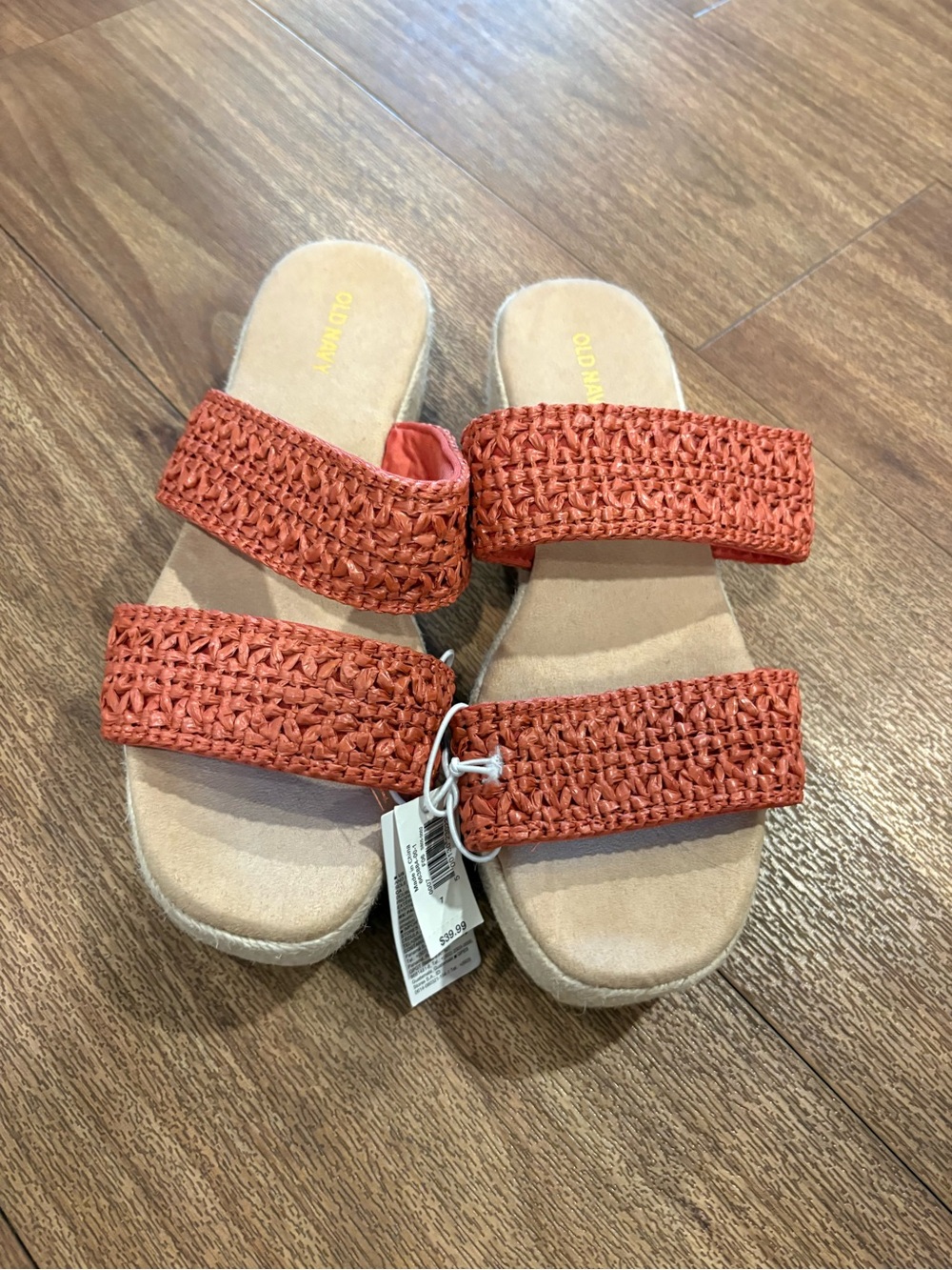 Old Navy Women's Woven Rust Slide Sandals
